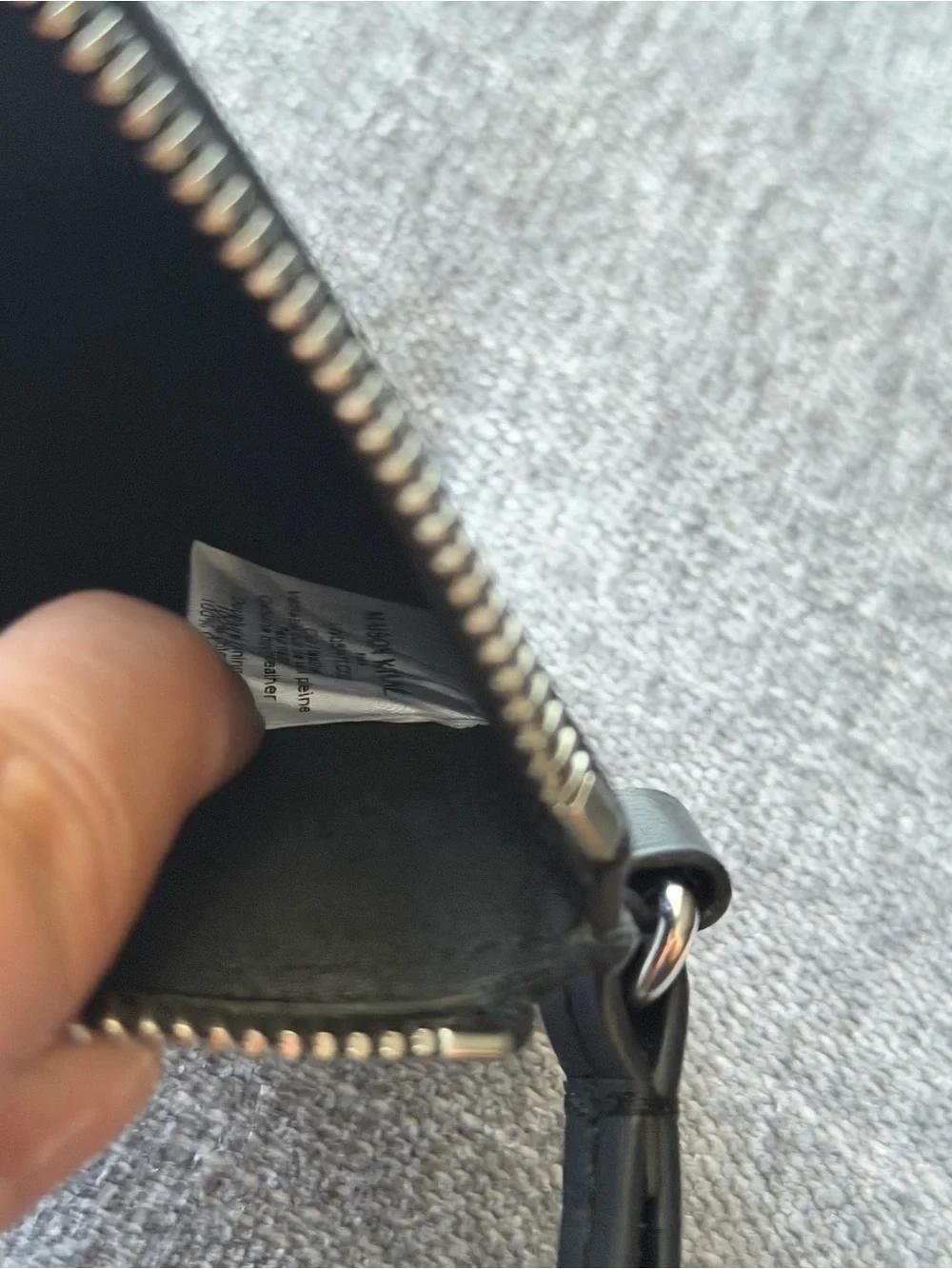 MAISON KITSUNÉ Black Leather Zip Wristlet Wallet with Strap